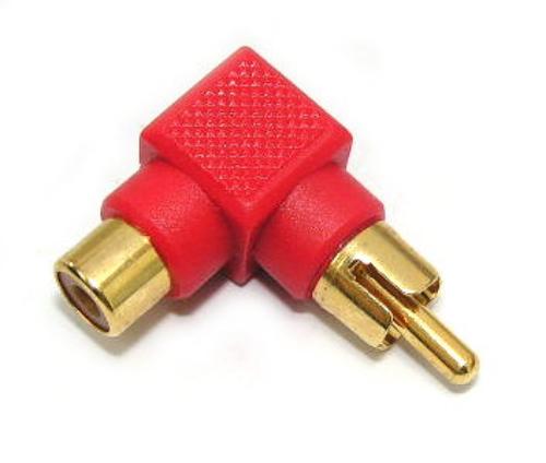 RCA Plug To Jack Right Angle Plastic Red Gold Pin